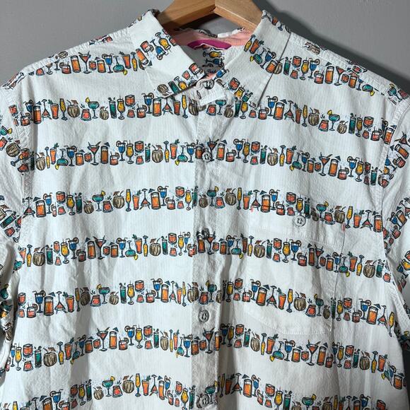 Tommy Bahama Button Shirt L Cocktail Print Short Sleeve Casual Beachwear Summer - Picture 13 of 13
